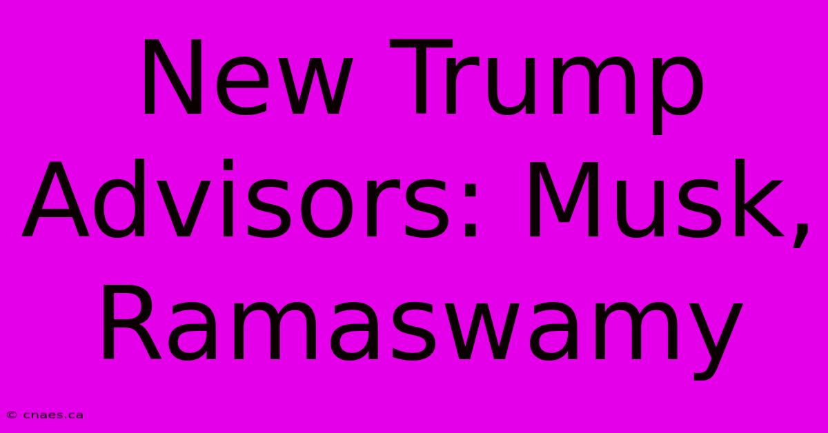 New Trump Advisors: Musk, Ramaswamy