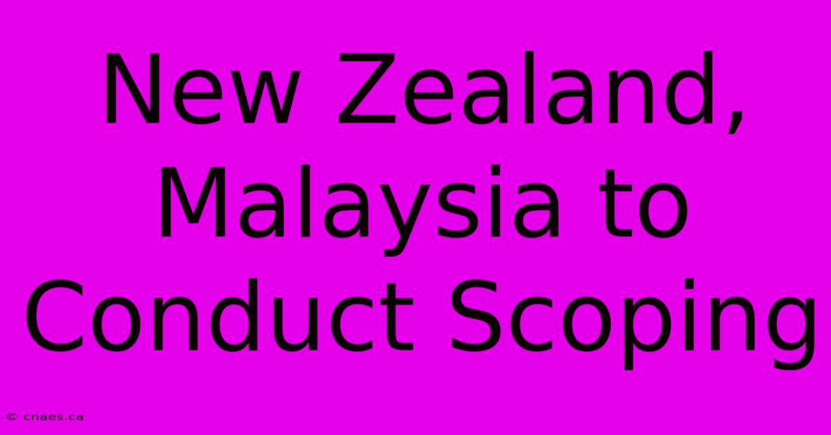 New Zealand, Malaysia To Conduct Scoping 