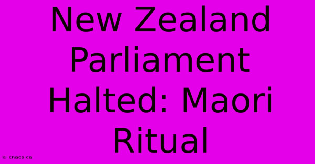 New Zealand Parliament Halted: Maori Ritual