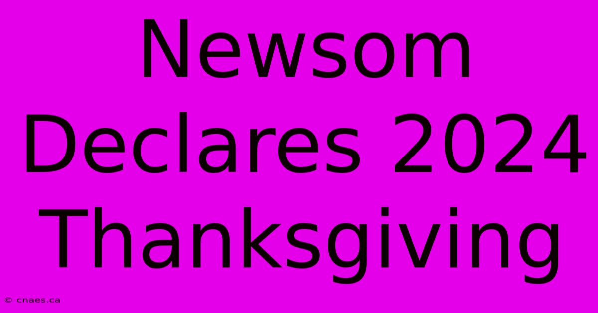 Newsom Declares 2024 Thanksgiving