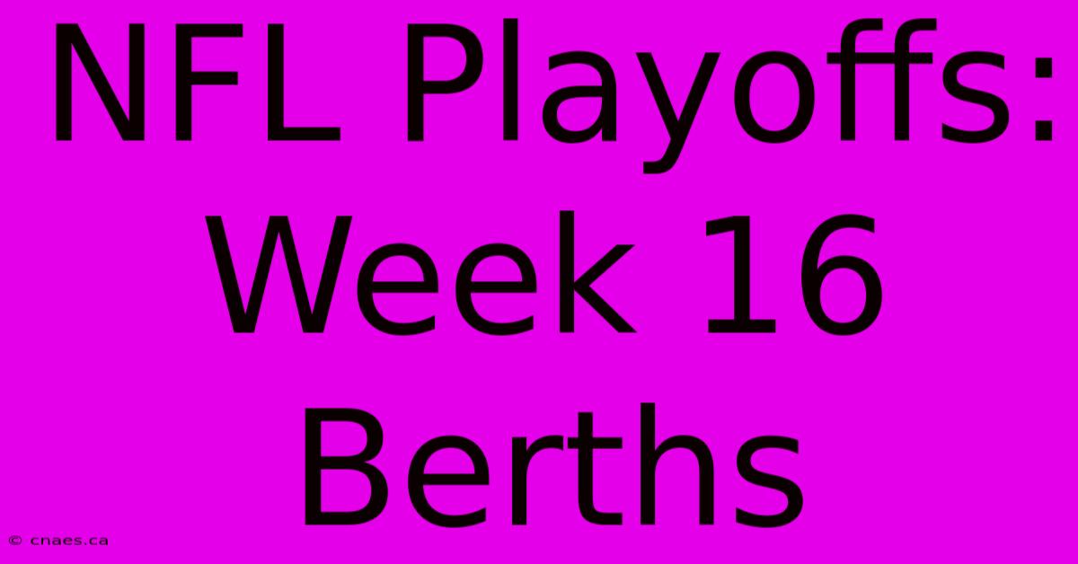 NFL Playoffs: Week 16 Berths