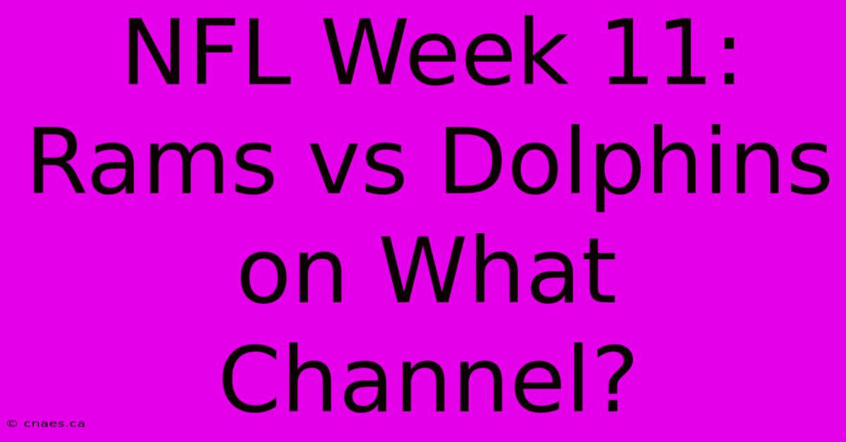 NFL Week 11: Rams Vs Dolphins On What Channel?