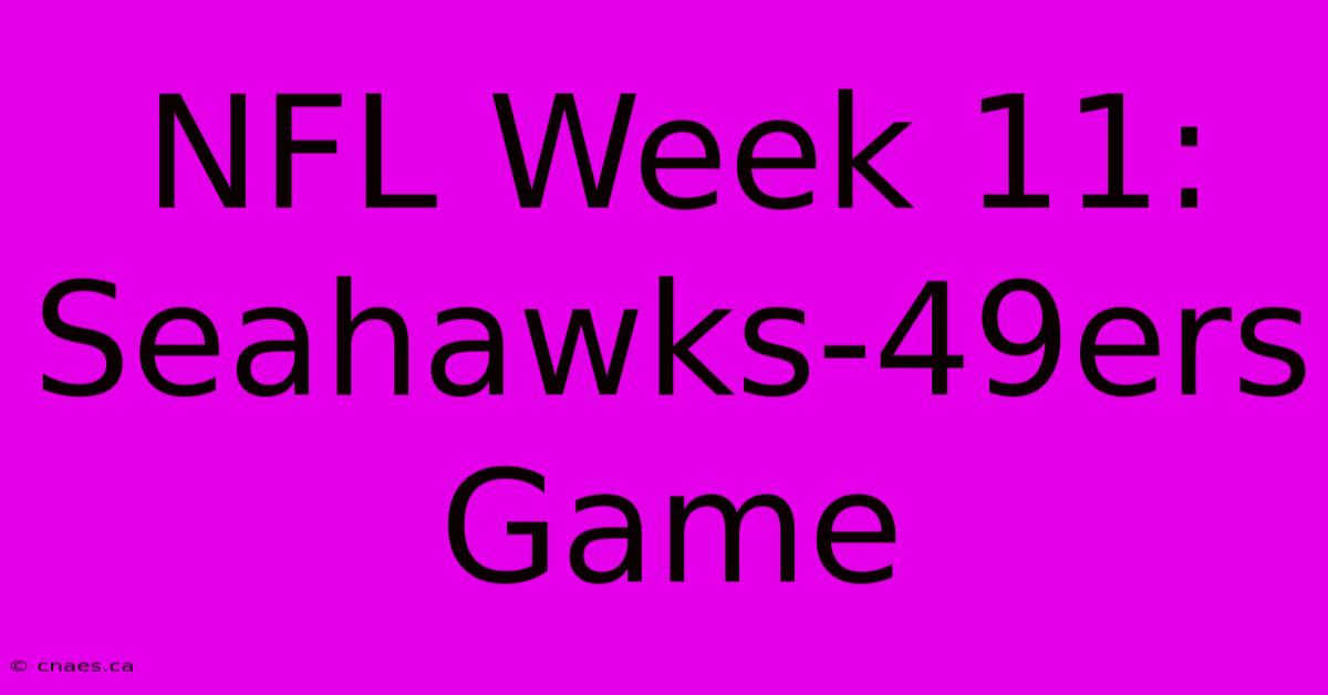 NFL Week 11: Seahawks-49ers Game