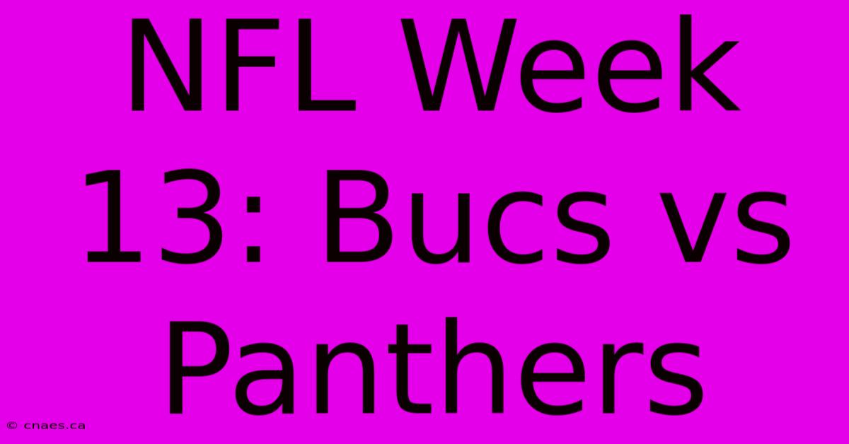 NFL Week 13: Bucs Vs Panthers