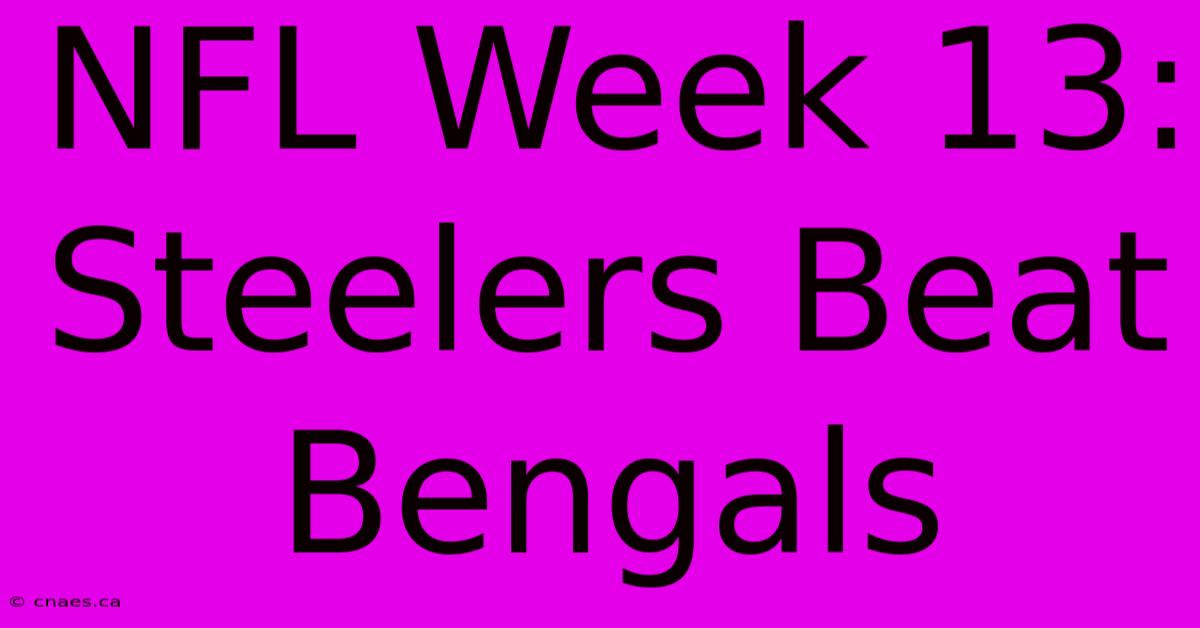 NFL Week 13: Steelers Beat Bengals