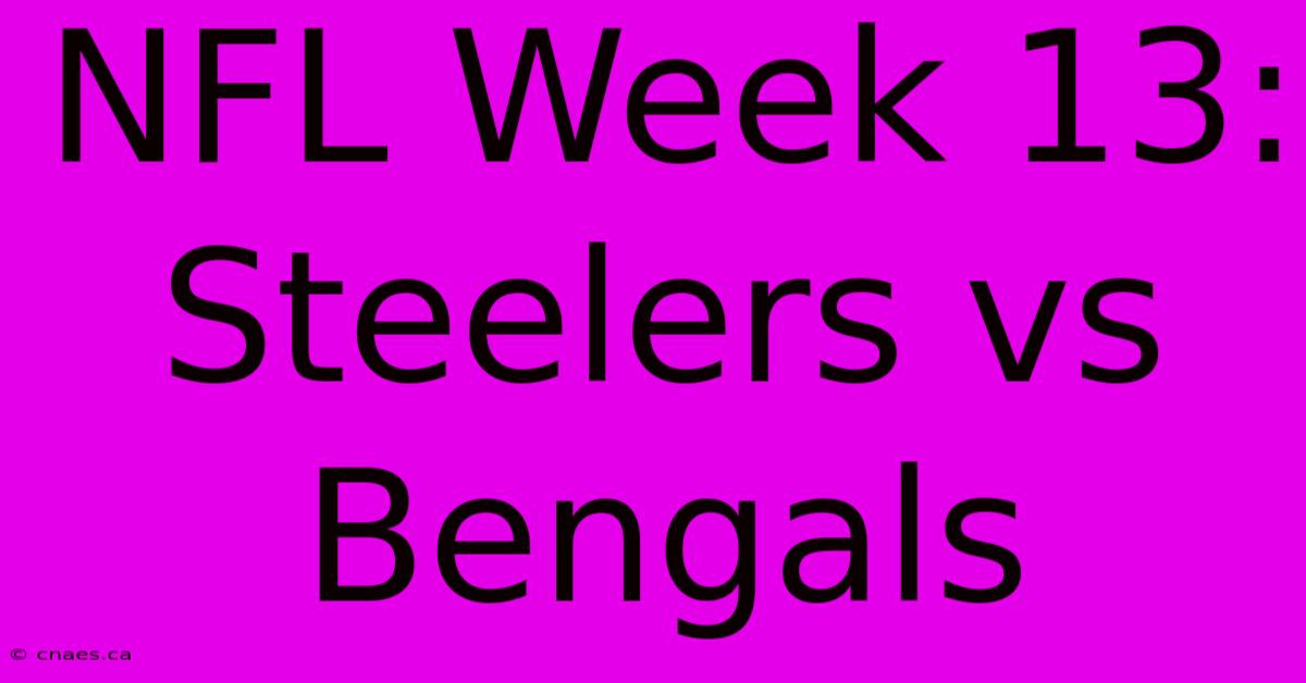 NFL Week 13: Steelers Vs Bengals