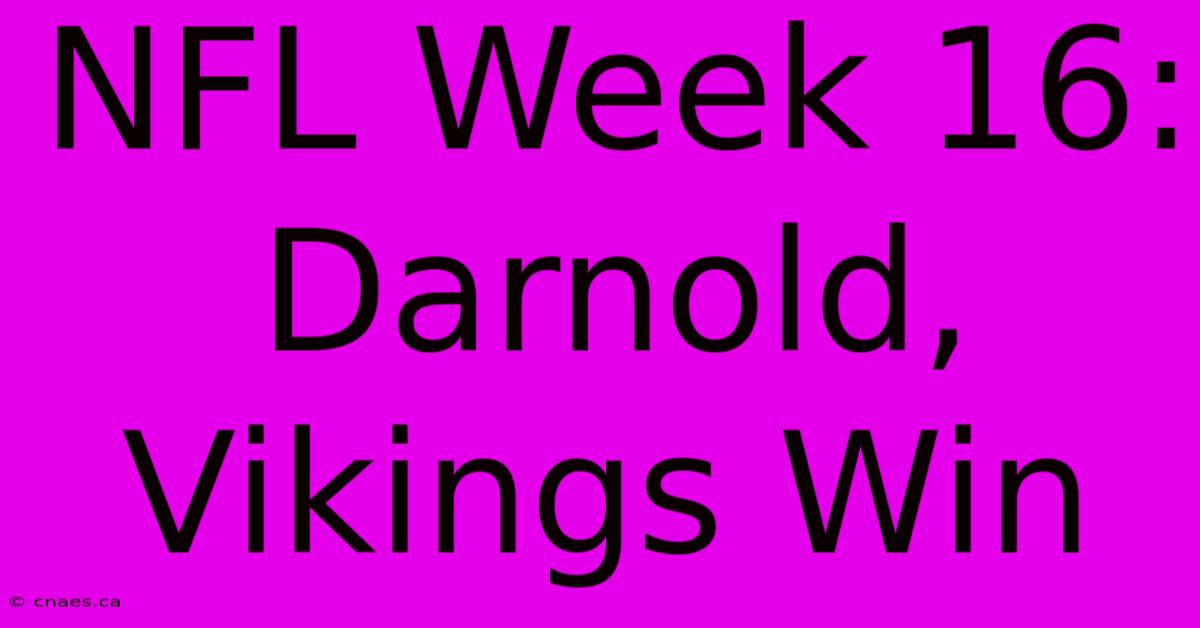 NFL Week 16: Darnold, Vikings Win