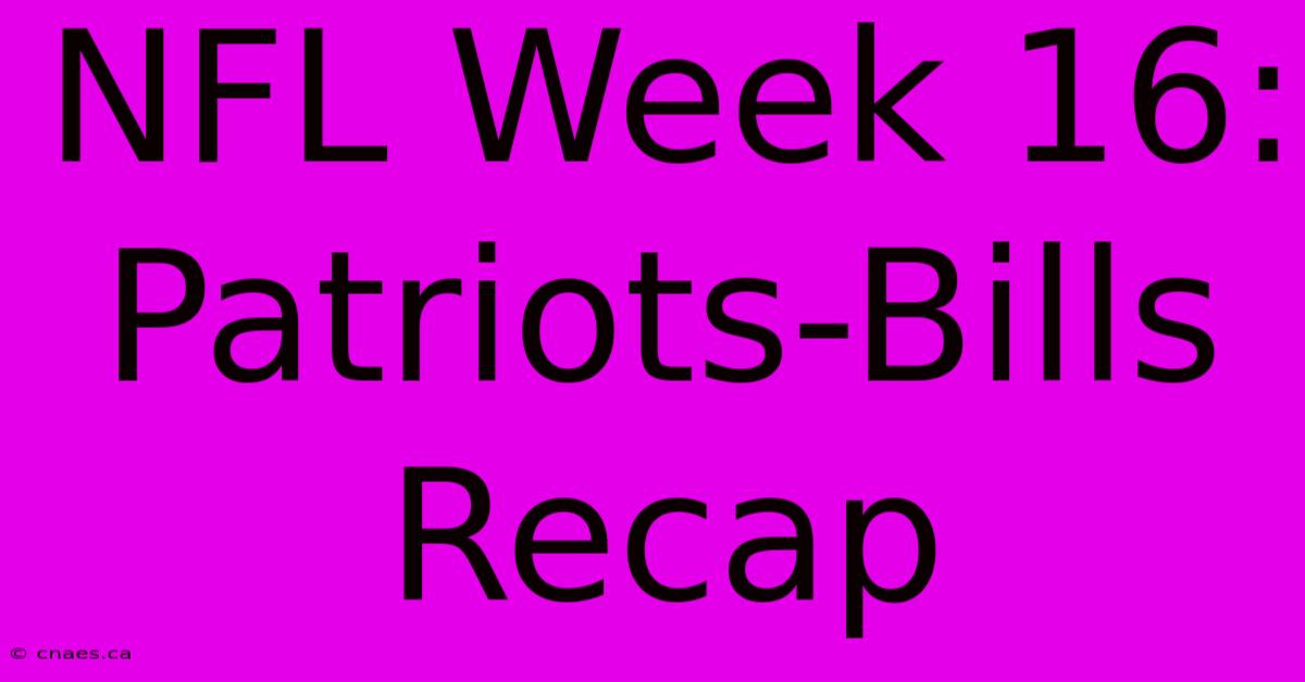 NFL Week 16: Patriots-Bills Recap