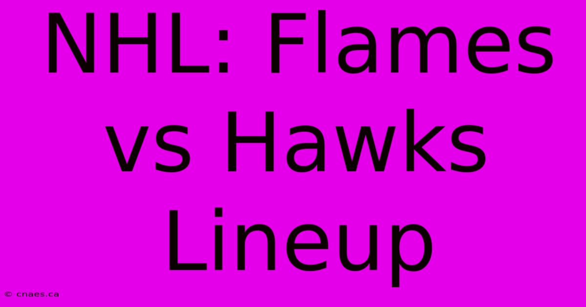 NHL: Flames Vs Hawks Lineup