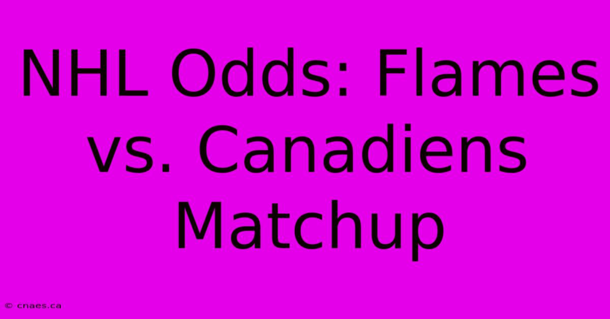 NHL Odds: Flames Vs. Canadiens Matchup 