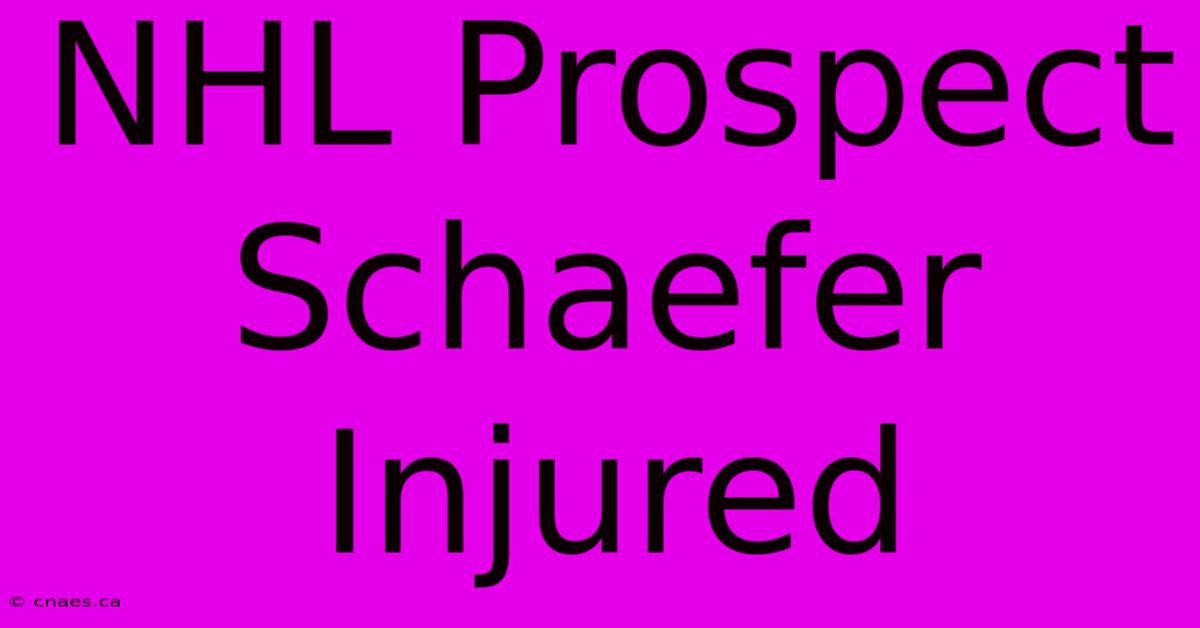 NHL Prospect Schaefer Injured