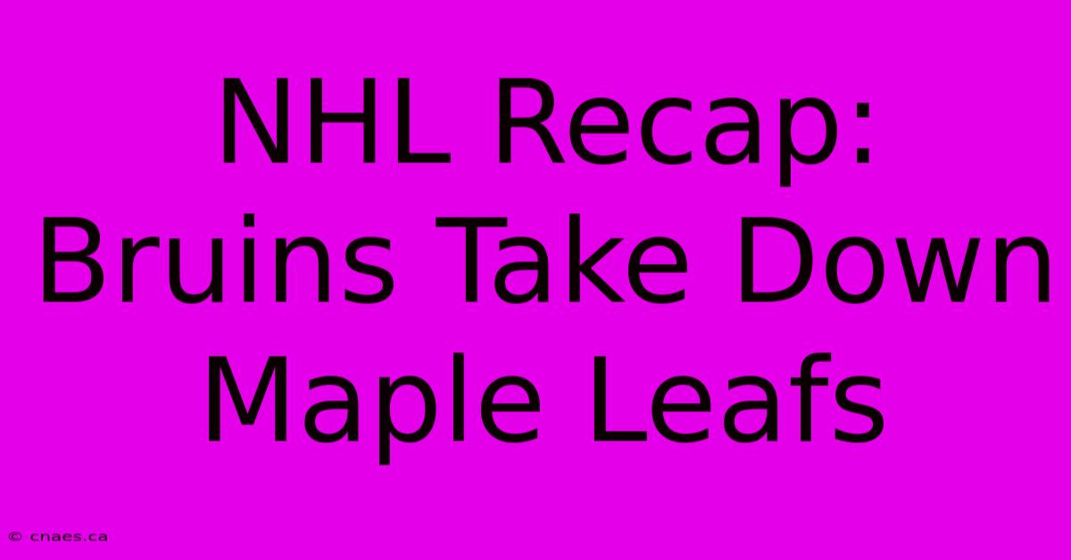 NHL Recap: Bruins Take Down Maple Leafs 