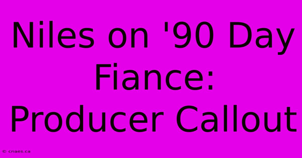 Niles On '90 Day Fiance: Producer Callout 