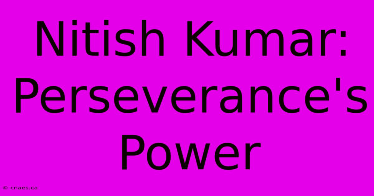 Nitish Kumar: Perseverance's Power