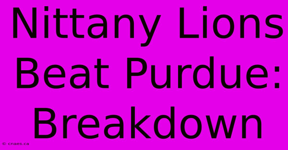 Nittany Lions Beat Purdue: Breakdown