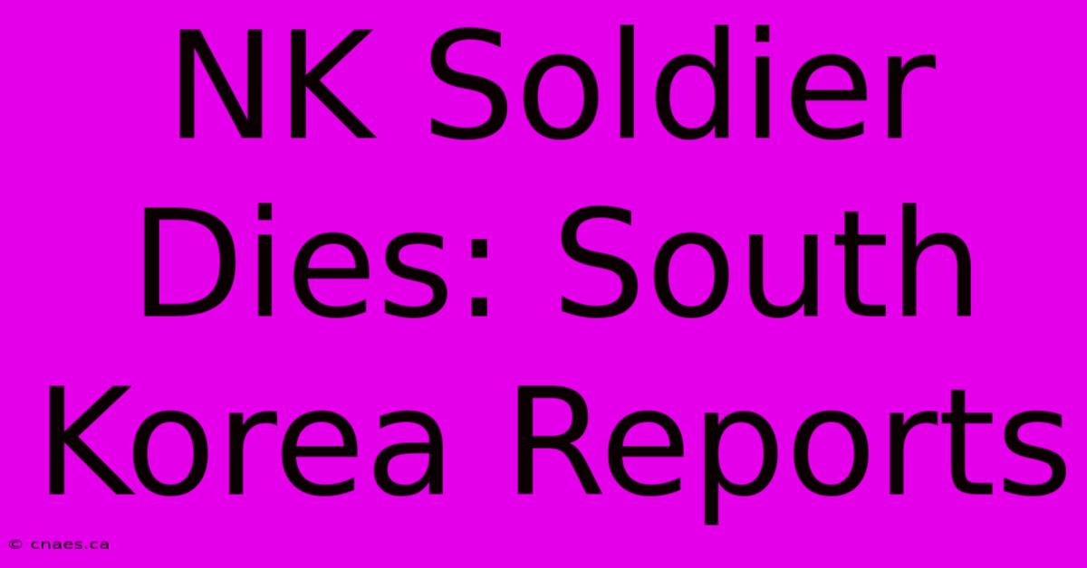 NK Soldier Dies: South Korea Reports