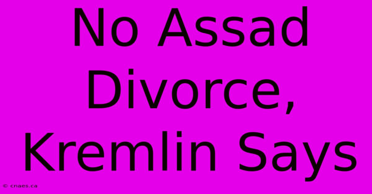 No Assad Divorce, Kremlin Says