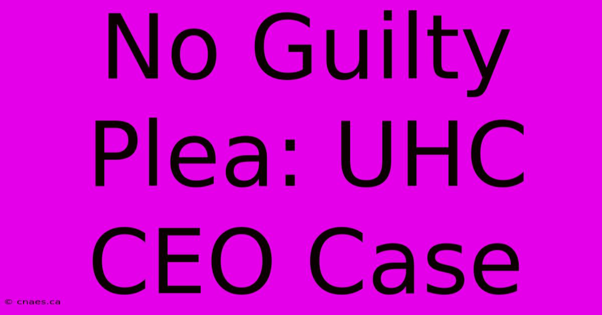 No Guilty Plea: UHC CEO Case