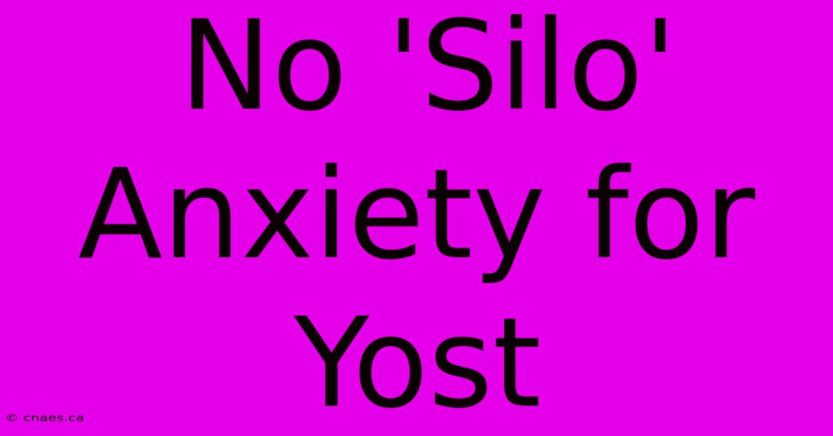 No 'Silo' Anxiety For Yost