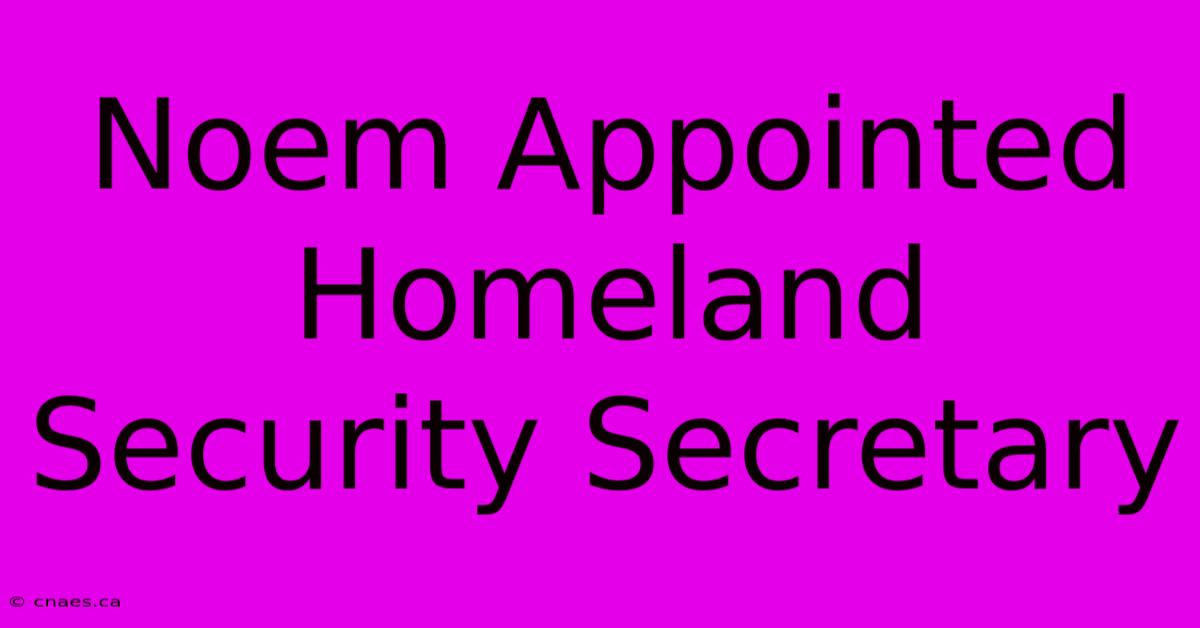 Noem Appointed Homeland Security Secretary