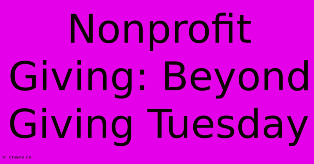 Nonprofit Giving: Beyond Giving Tuesday