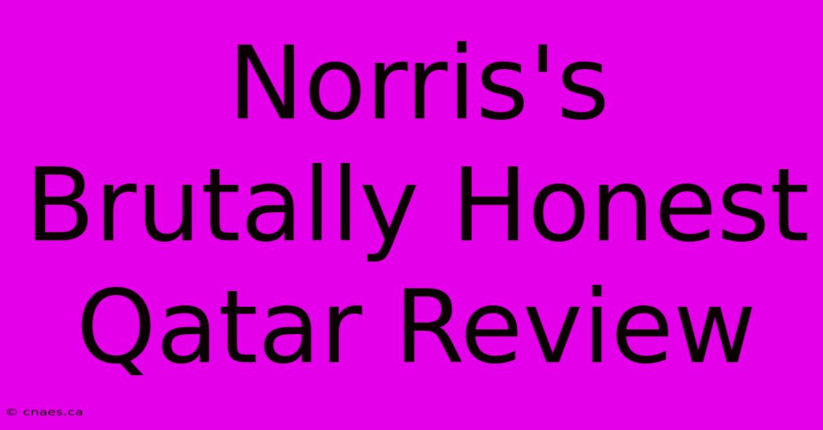 Norris's Brutally Honest Qatar Review