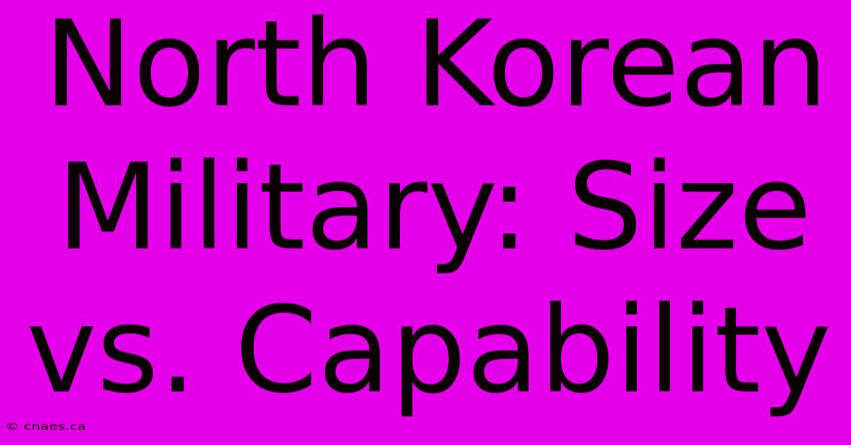 North Korean Military: Size Vs. Capability