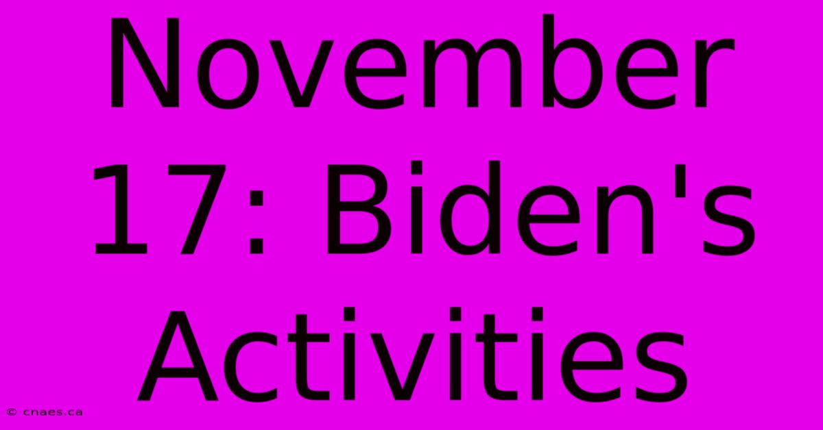 November 17: Biden's Activities