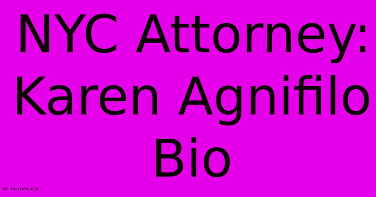 NYC Attorney: Karen Agnifilo Bio