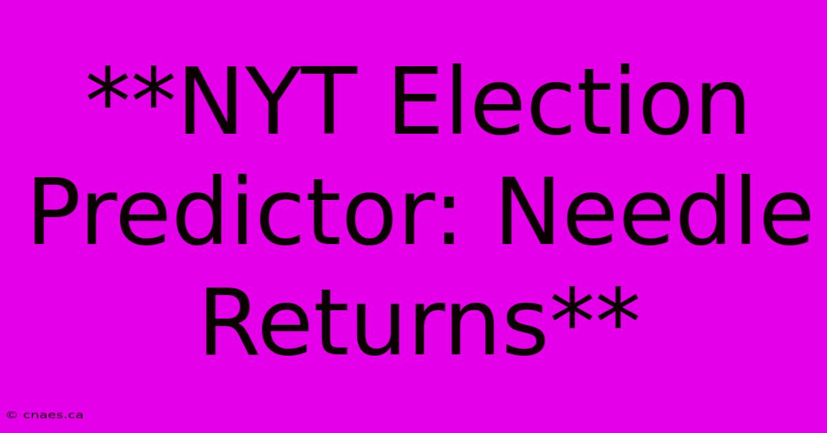 **NYT Election Predictor: Needle Returns**