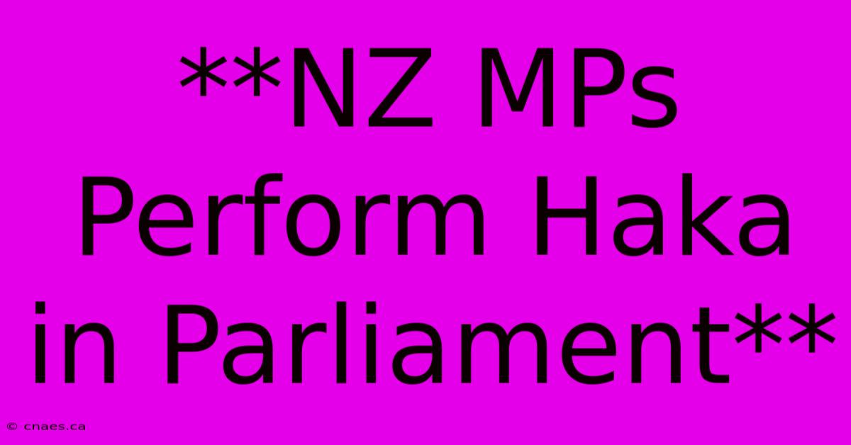 **NZ MPs Perform Haka In Parliament**