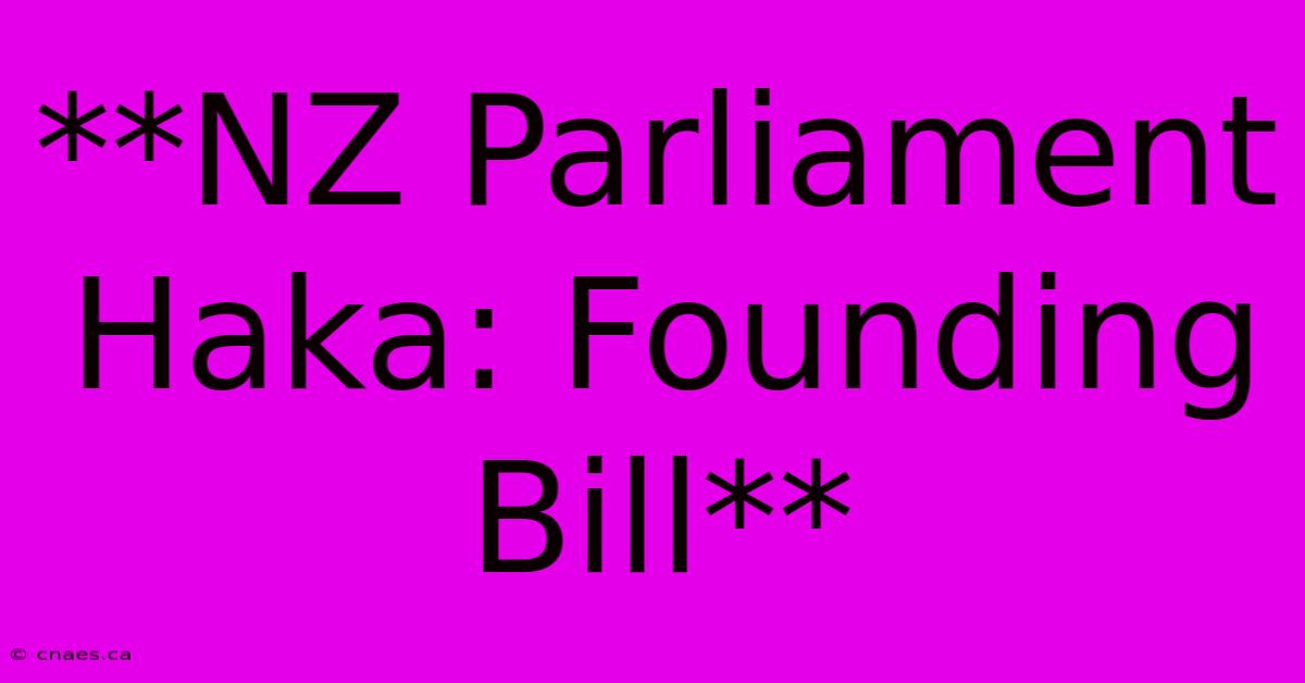 **NZ Parliament Haka: Founding Bill**