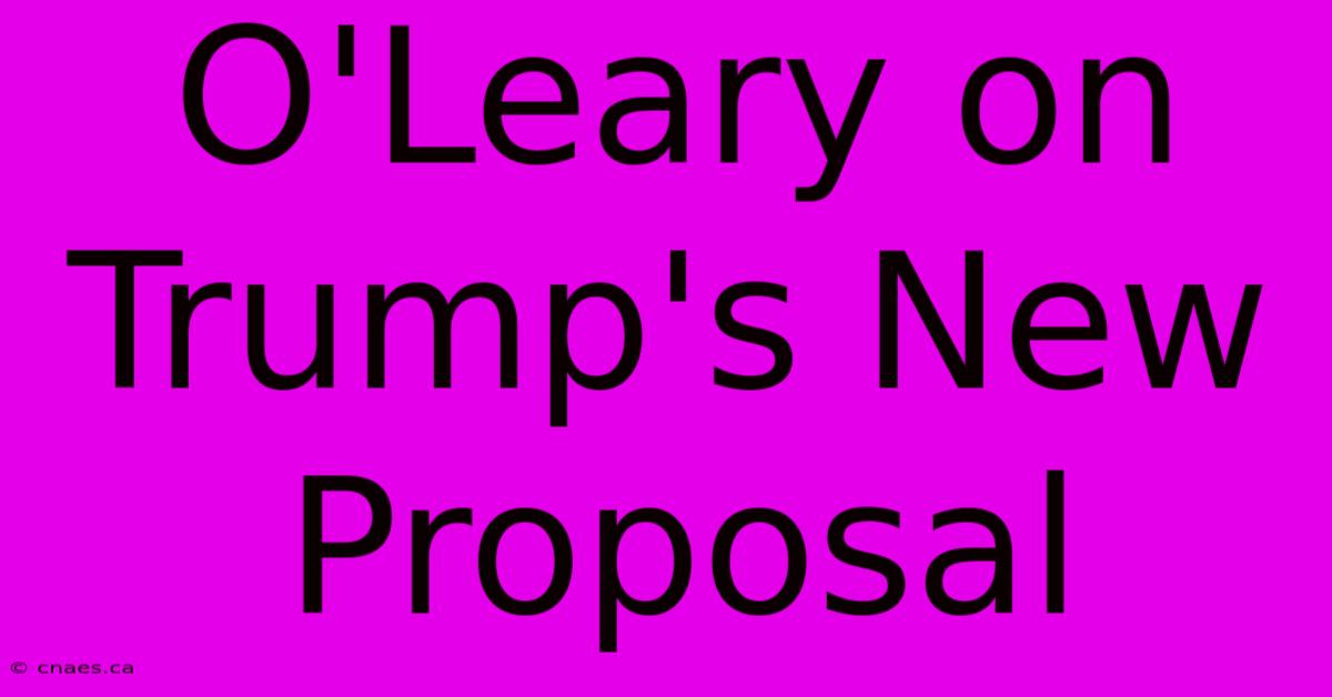 O'Leary On Trump's New Proposal