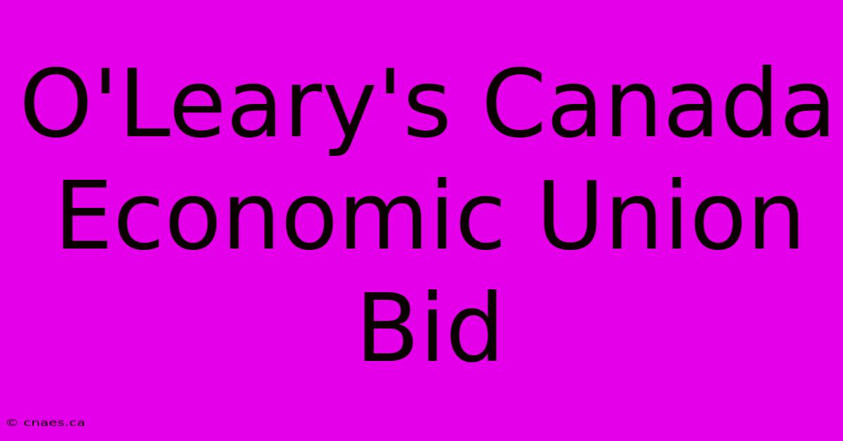 O'Leary's Canada Economic Union Bid