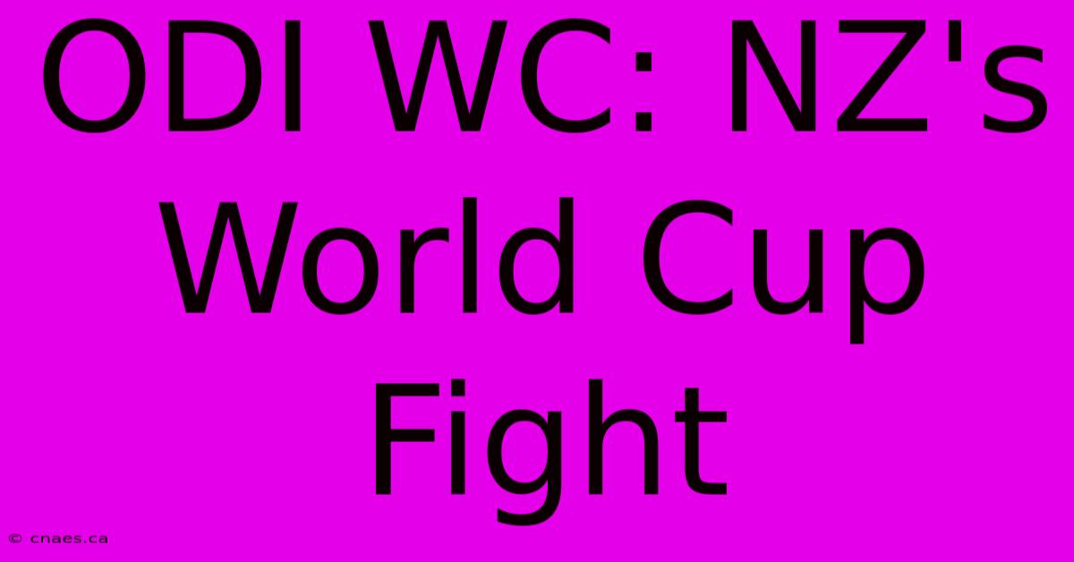 ODI WC: NZ's World Cup Fight