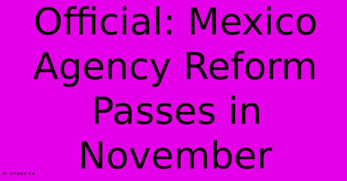 Official: Mexico Agency Reform Passes In November