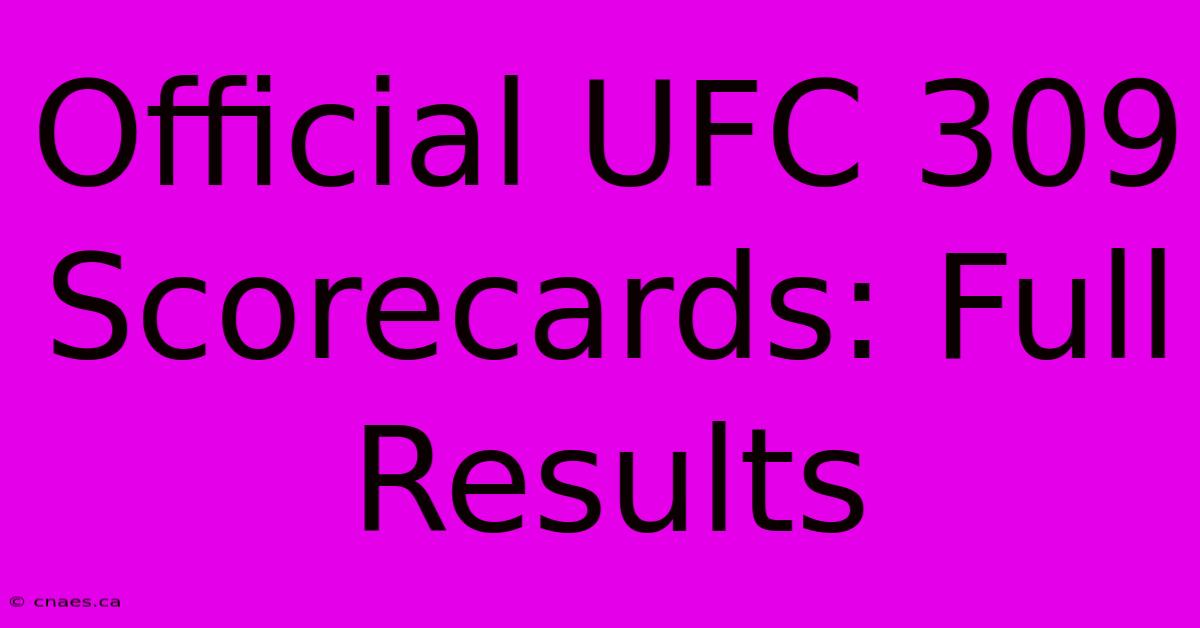 Official UFC 309 Scorecards: Full Results