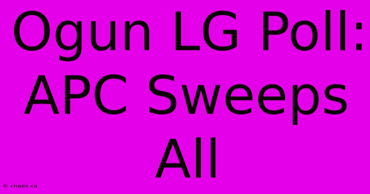 Ogun LG Poll: APC Sweeps All