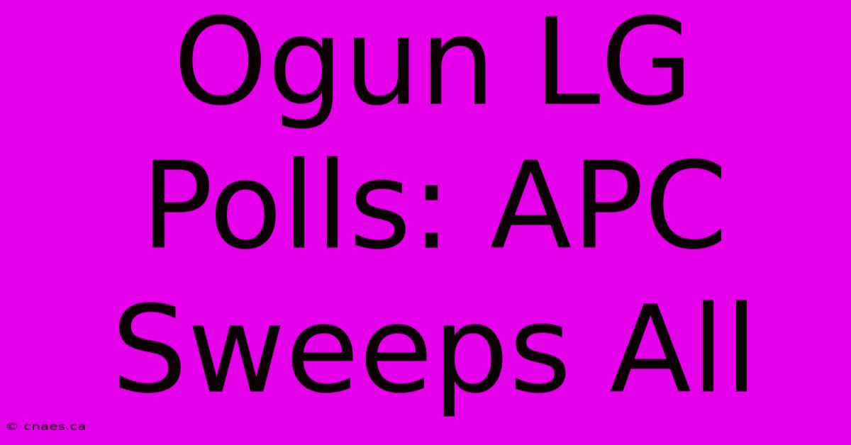 Ogun LG Polls: APC Sweeps All