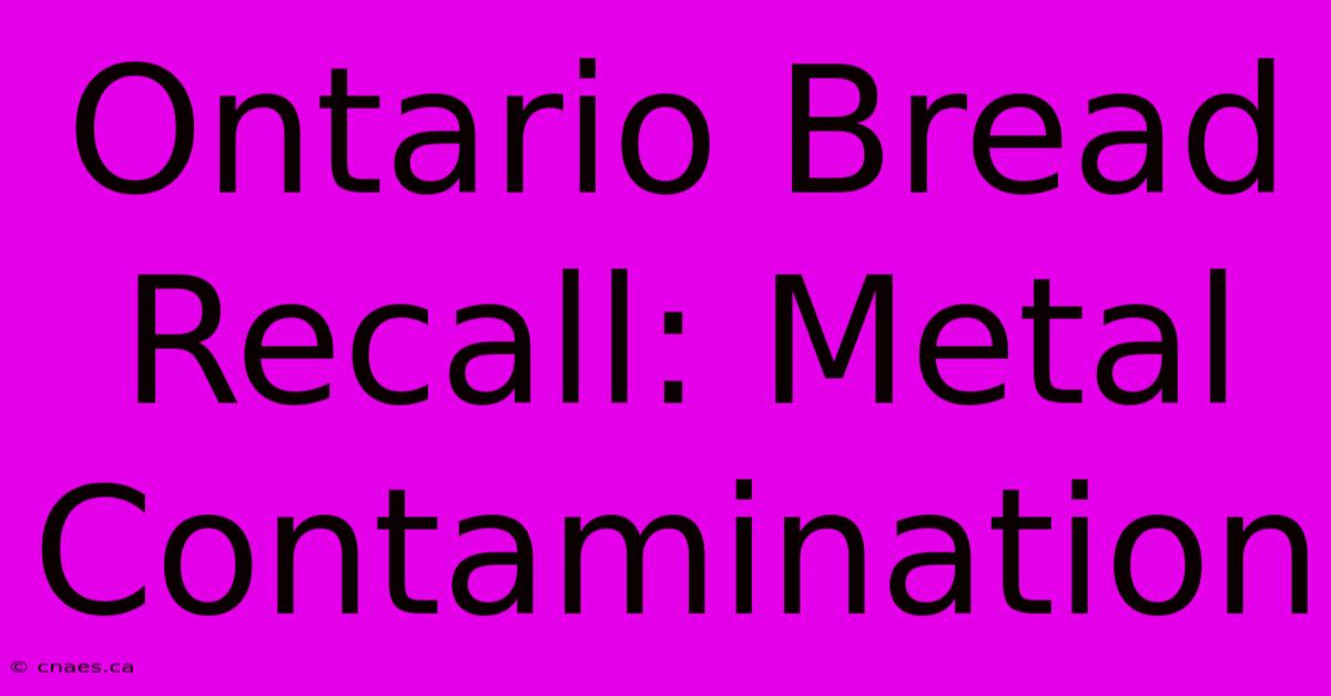 Ontario Bread Recall: Metal Contamination