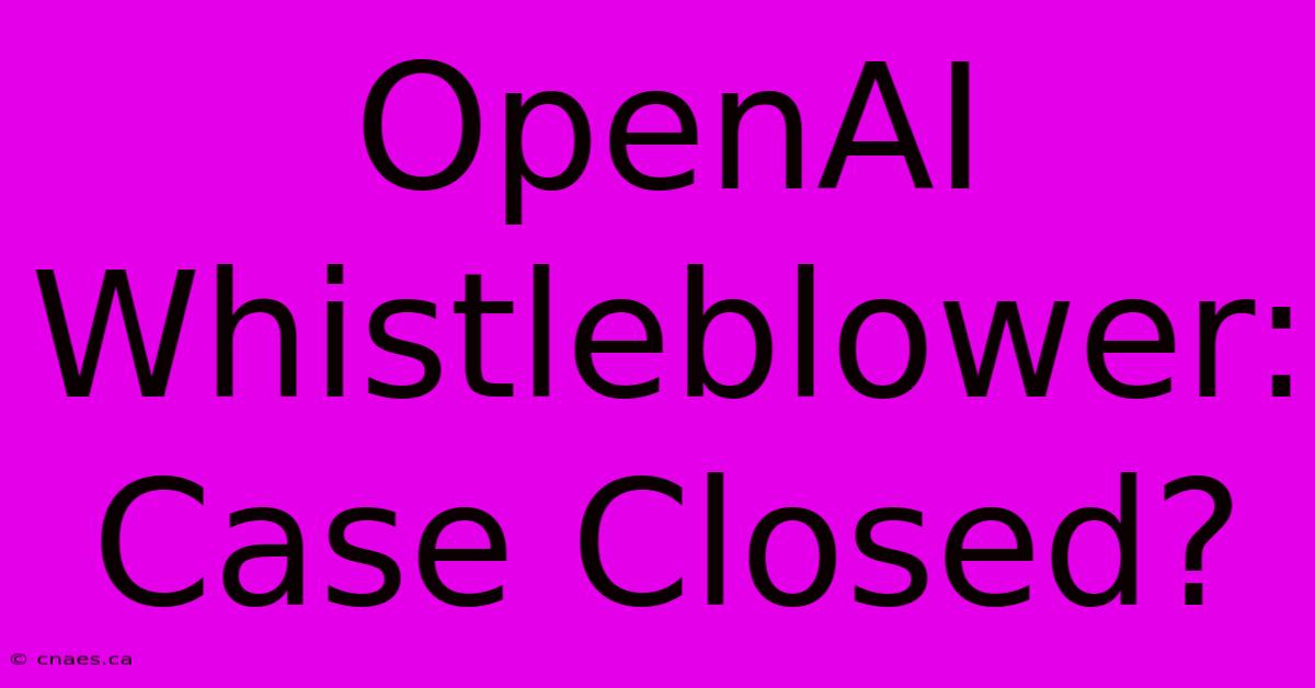 OpenAI Whistleblower: Case Closed?