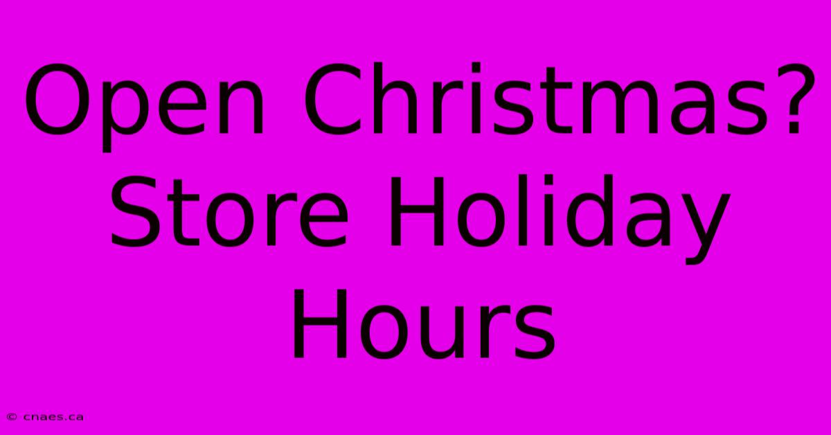 Open Christmas? Store Holiday Hours