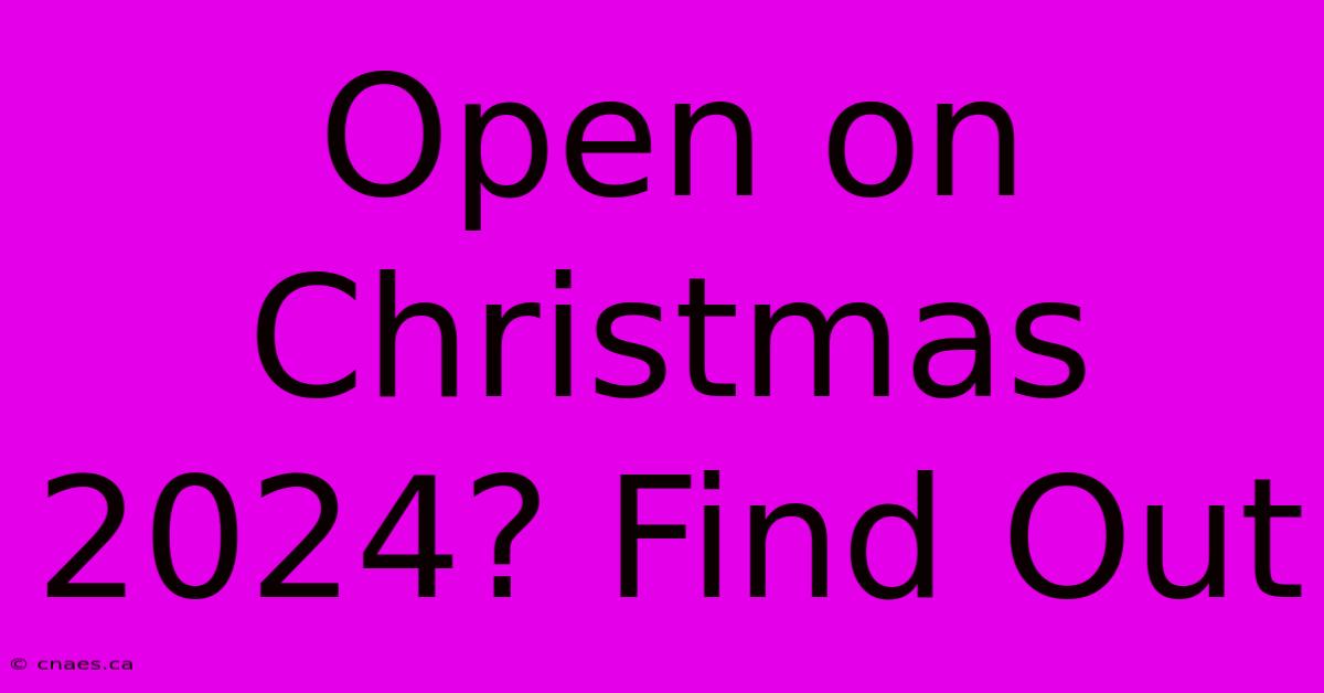 Open On Christmas 2024? Find Out