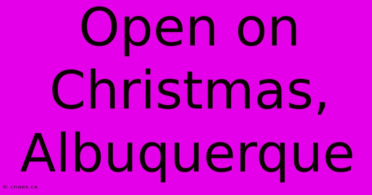 Open On Christmas, Albuquerque