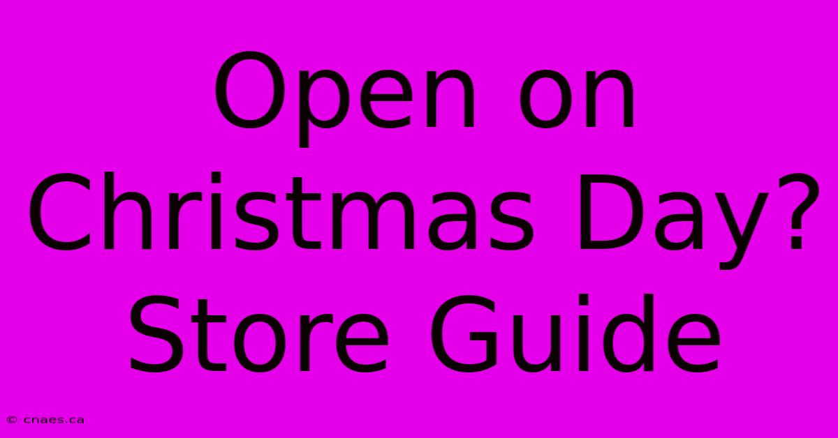 Open On Christmas Day? Store Guide