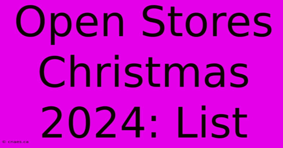 Open Stores Christmas 2024: List