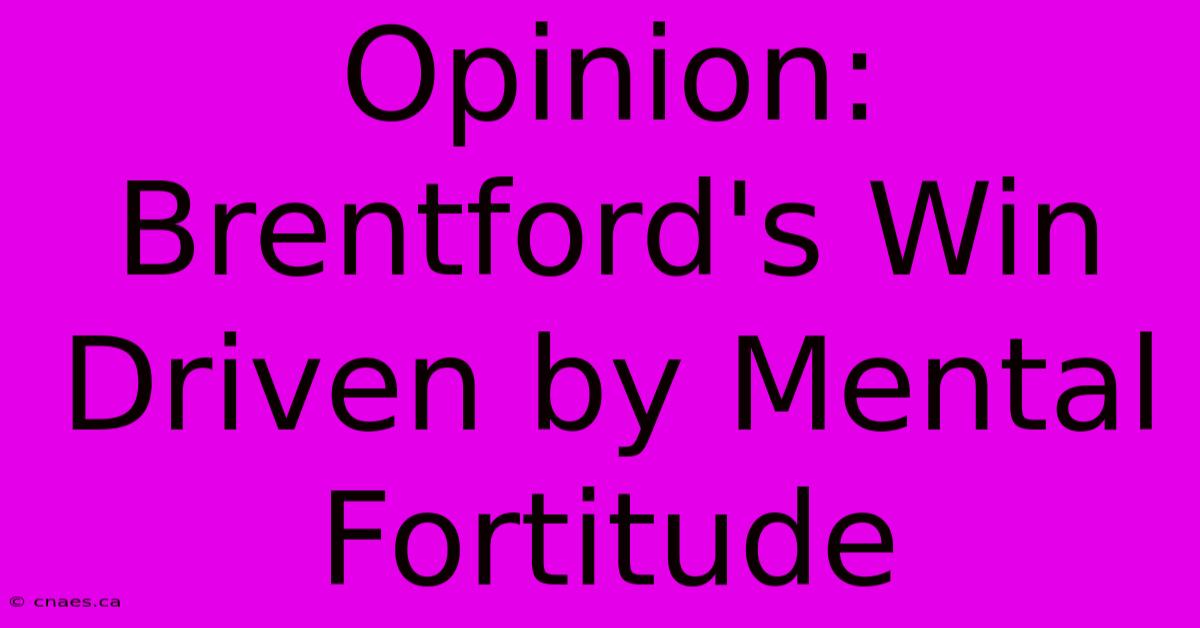 Opinion: Brentford's Win Driven By Mental Fortitude 