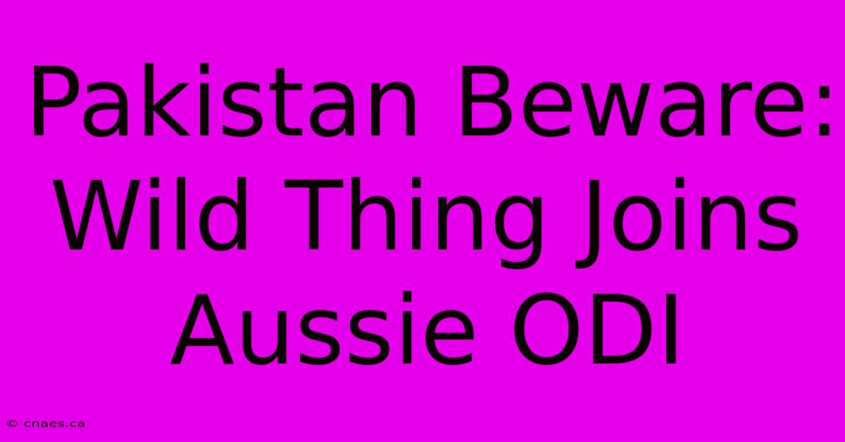 Pakistan Beware: Wild Thing Joins Aussie ODI