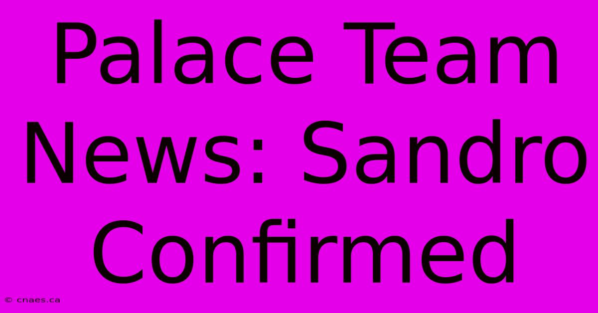 Palace Team News: Sandro Confirmed