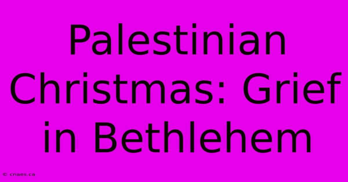 Palestinian Christmas: Grief In Bethlehem